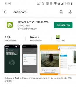 DroidCam smartphone als webcam