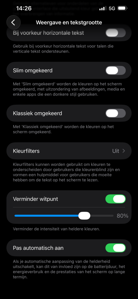 Weergave en tekstgrootte