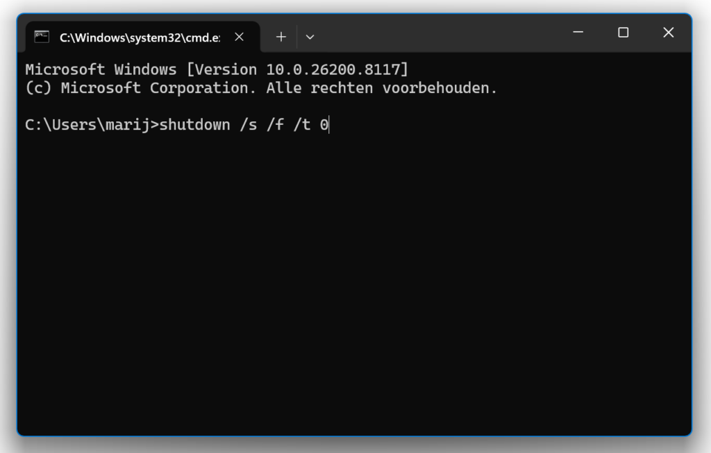 Opdrachtprompt Windows 11 shutdown
