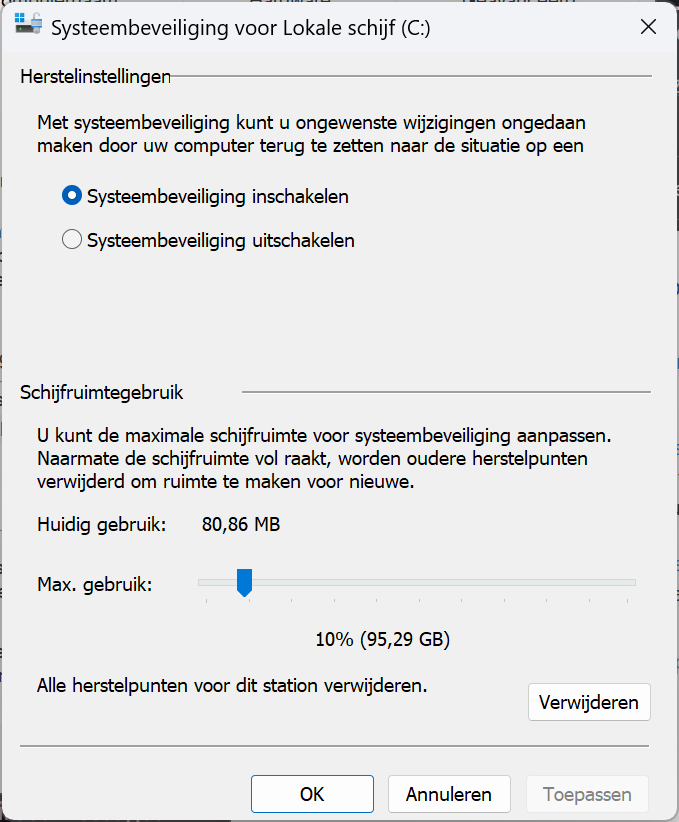 Systeemherstel configureren