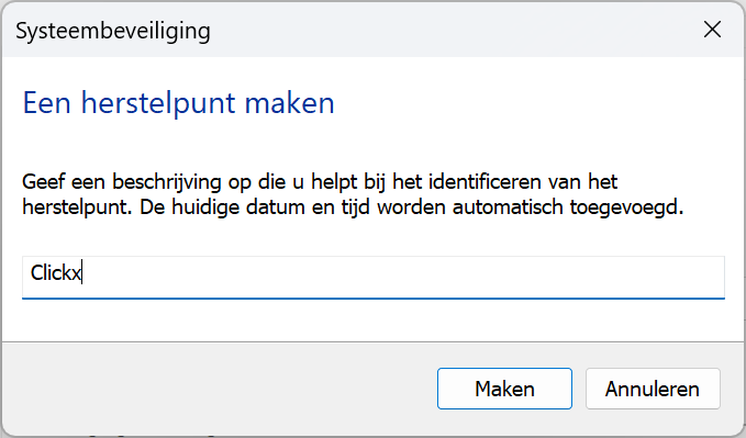 Systeemherstelpunt Windows 11 maken