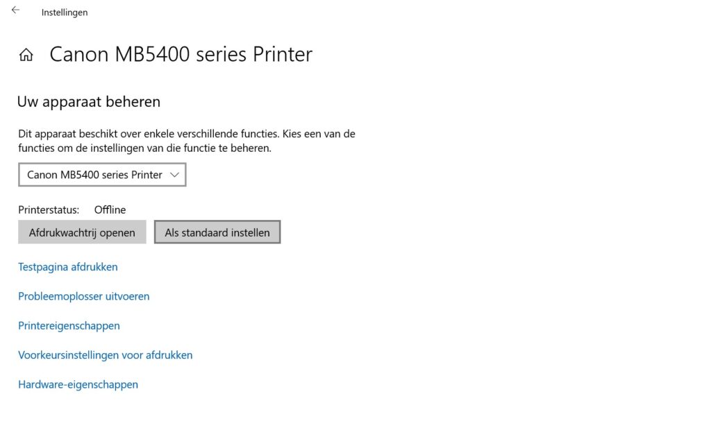 Stap 2- standaardprinter instellen