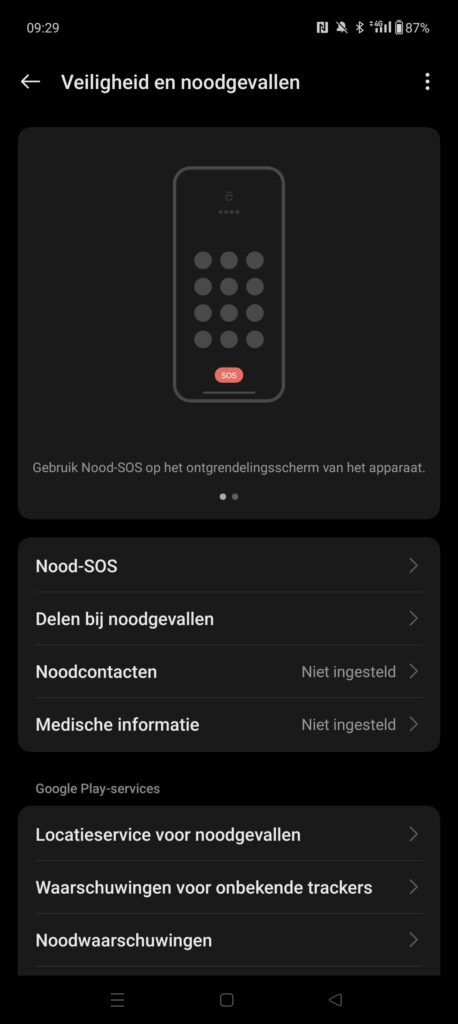 Veiligheid en noodgevallen Android