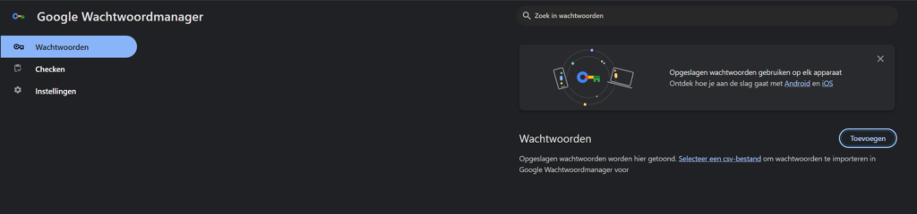 Wachtwoorden Google Chrome