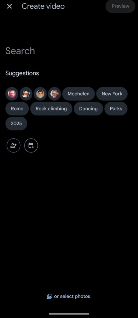 keuzemenu voor highlight video