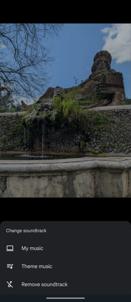 keuzemenu voor muziek in de highlight video editor