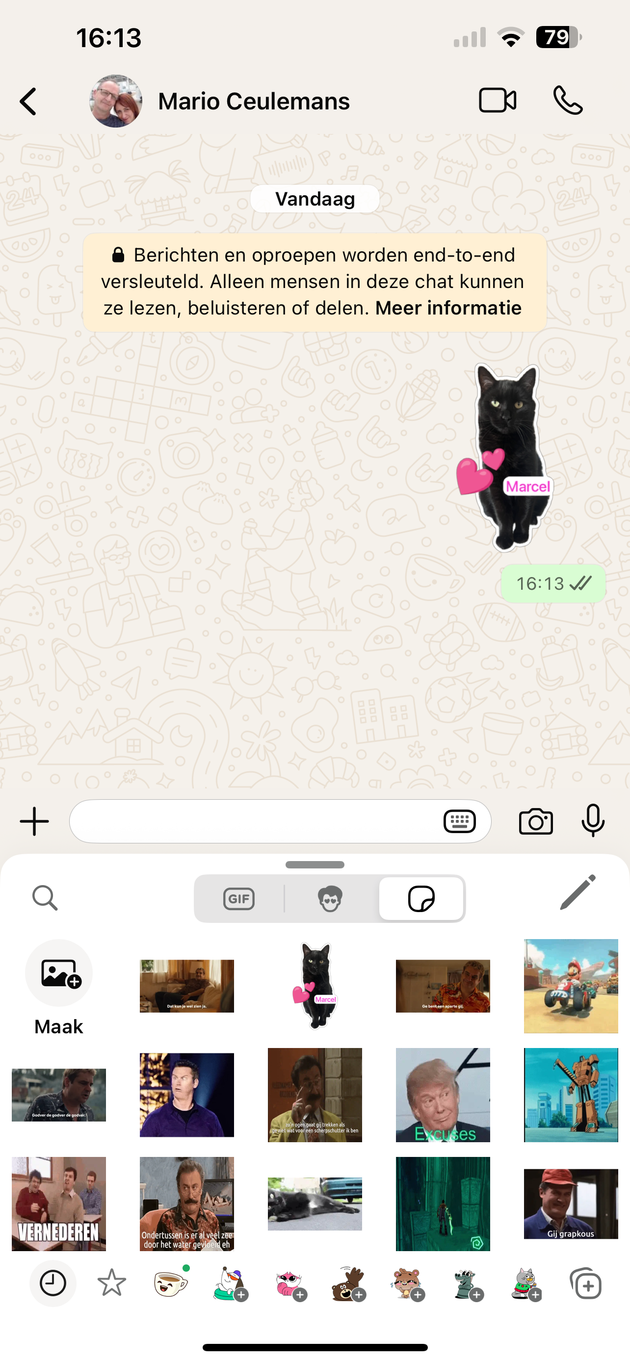 sticker in WhatsApp verzonden