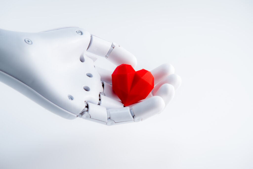 robot hand love heart