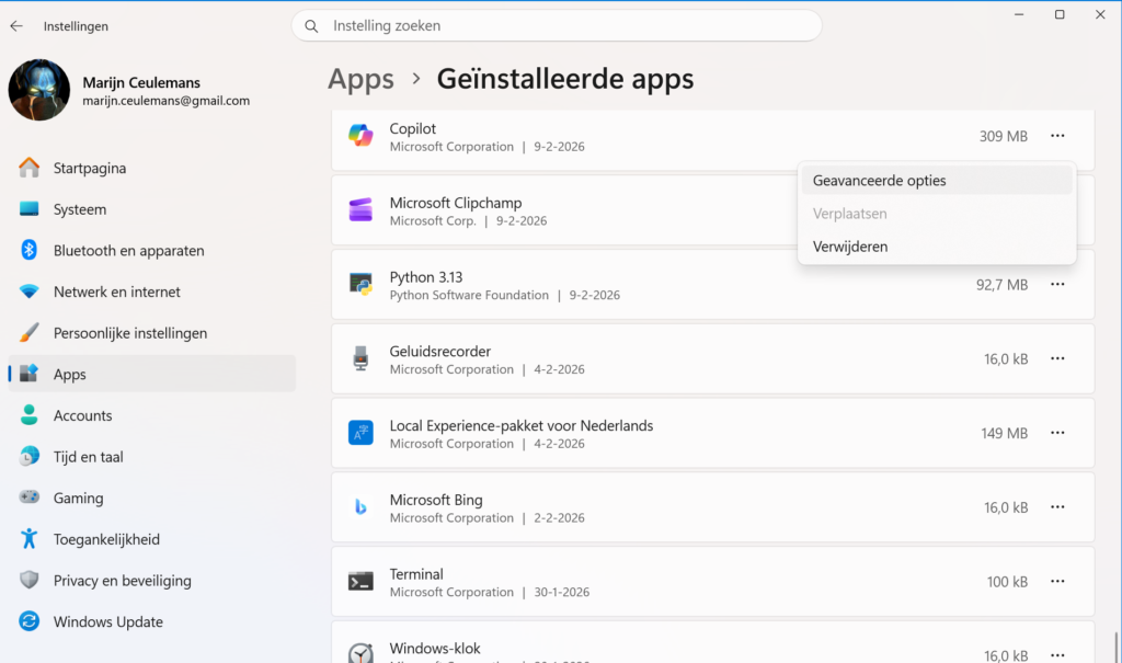 Geïnstalleerde apps