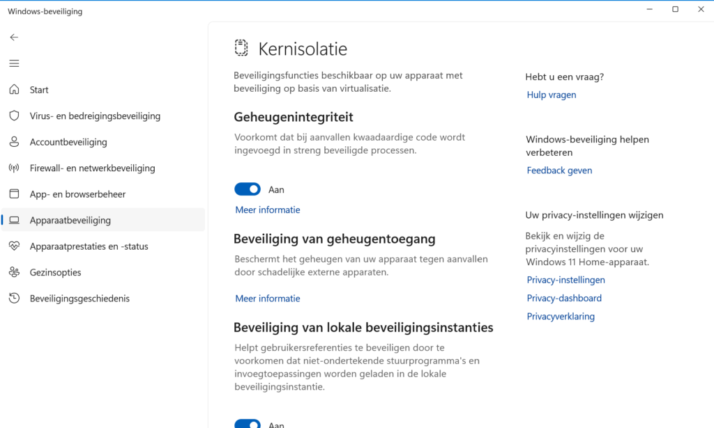 Kernisolatie Apparaatbeveiliging