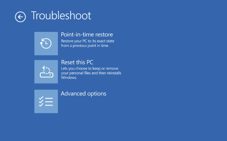 Point-in-time restore Windows 11