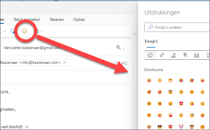 outlook emoji toevoegen