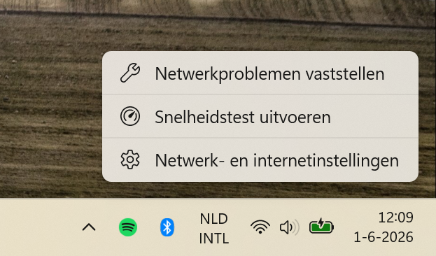Snelheidstest uitvoeren taakbalk