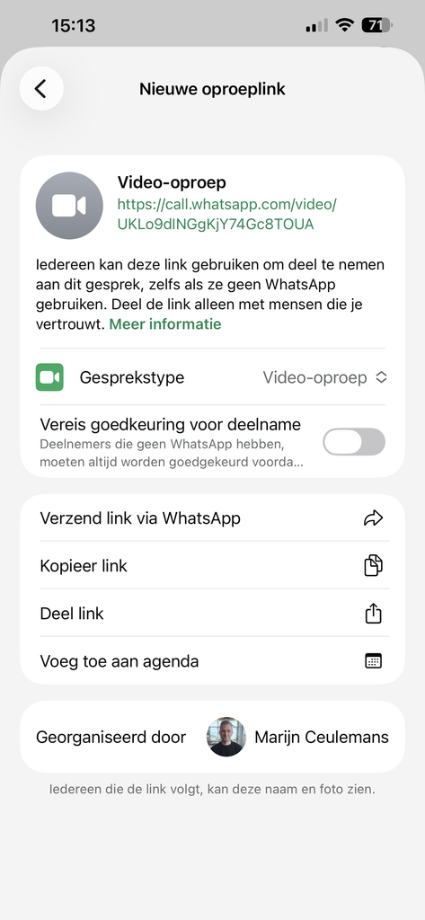 whatsapp oproeplink